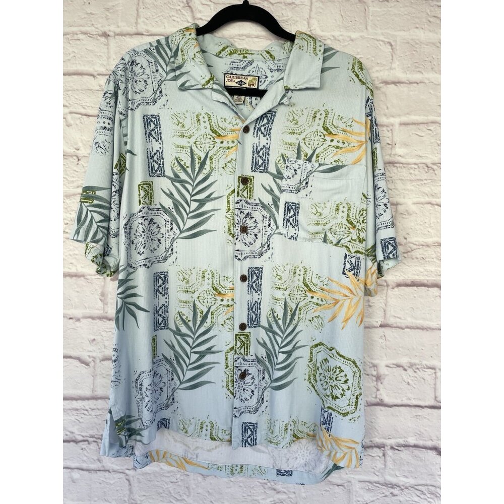 CARIBBEAN JOE Hawaiian Style Men's Shirt  Size XL 100% Rayon
